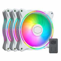 Cooler Master MasterFan MF120 Halo White Edition Addressable Gen 2 RGB 3 Fan Pack with ARGB Controller