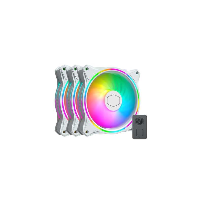 Cooler Master MasterFan MF120 Halo White Edition Addressable Gen 2 RGB 3 Fan Pack with ARGB Controller