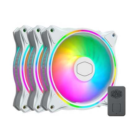 Cooler Master MasterFan MF120 Halo White Edition Addressable Gen 2 RGB 3 Fan Pack with ARGB Controller