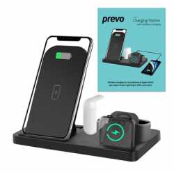 Prevo Universal 4-In-1 Fast Charging QI Wireless Folding Charging Station Black