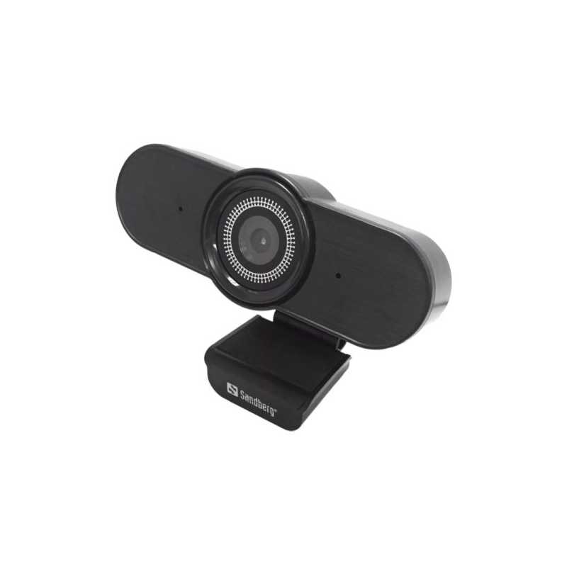 Sandberg USB AutoWide FHD Webcam with Mic, 1080p, 30fps, Glass Lens, Auto Adjusting, 90° Viewing Angle, 5 Year Warranty