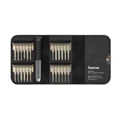 Hama 24-in-1 Mini Screwdriver Set, Resilient Steel, Leather-Look Case, 10 Year Warranty