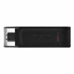 Kingston DT70/32GB DataTraveler 32GB USB Flash Drive, USB 3.2,  USB-C, Gen1, 80MB/s, Cap Design, Black, Retail.