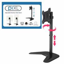 piXL Single Monitor Arm Desk Mount, For Screens up to 32", Max Weight 10Kg, Freestanding, Height Adjustable, Pivot, Swivel 360