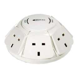 Jedel PowerDome Multi Socket Extension Dome, 6-Way, 1M Cable, 13A, Surge Protected