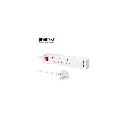 ENER-J WiFi Smart Mains Power 3-Gang Extension with USB