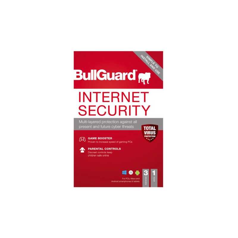 Bullguard Internet Security 2021 Retail 10 Pack - 10 x 3 User Licences - 1 Year - Pack, PC, Mac & Android