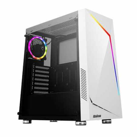 Antec NX300 ATX Gaming Case with Window, No PSU, Tempered Glass, ARGB Rear Fan & Front ARGB LED Strip, LED Control Button, White