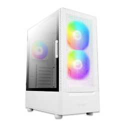 Antec NX410 Mid Tower 1 x USB 3.0 / 2 x USB 2.0 Tempered Glass Side Window Panel White Case with Addressable RGB LED Fans