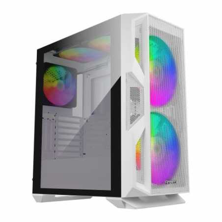 Antec NX800 E-ATX Gaming Case with Tempered Glass Window, No PSU, 3 x ARGB Fans, LED Control Button, White