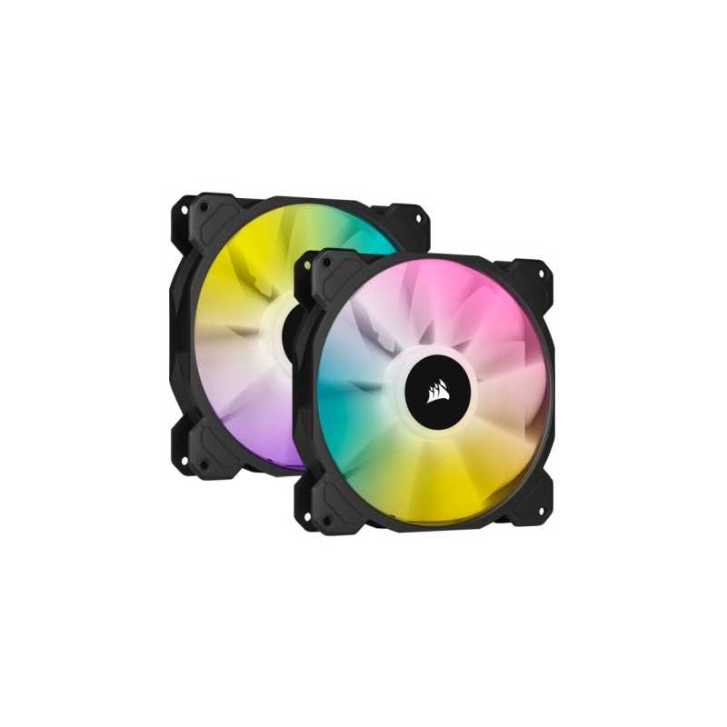 Corsair iCUE SP140 RGB ELITE Performance 14cm PWM RGB Case Fans x2, 8 ARGB LEDs, Hydraulic Bearing, Lighting Node CORE Included