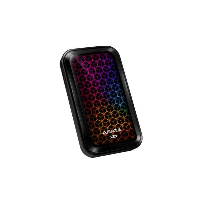 ADATA SE770G 1TB External RGB SSD, USB 3.2 Gen2 Type-C (USB-A Adapter), R/W 1000/800 MB/s, Windows/Mac/Android Compatible