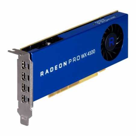 AMD Radeon Pro WX 4100 Professional Graphics Card, 4GB DDR5, 4 miniDP (4 x DP adapters), 1201MHz, Low Profile (Bracket Included)