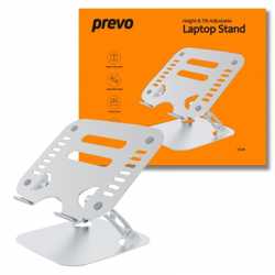 PREVO Aluminium Alloy Laptop Stand, Fit Devices from 11 to 17 Inches, Non-Slip Silicone, Height and Angle Adjustable