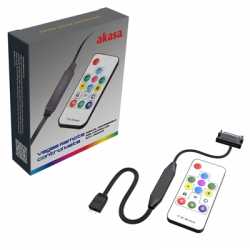 AKASA Vegas Remote Control Mate Addressable RGB Controller Cable with Remote, SATA 15-Pin (M) to 3-Pin 5V ARGB Connector (M), 0.