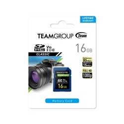 Team TSDHC16GIV1001 Classic Flash Memory Card, 16GB, SDHC, UHS U1, Retail Packed