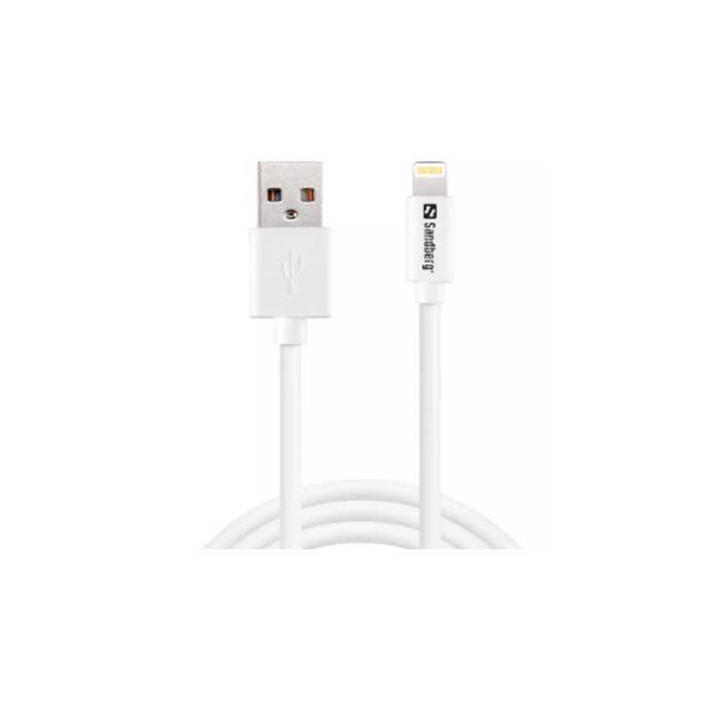 Sandberg Apple Approved Lightning Cable, 1 Metre, White, 5 Year Warranty