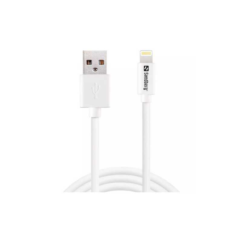 Sandberg Apple Approved Lightning Cable, 2 Metre, White, 5 Year Warranty