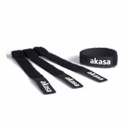 Akasa Re-Usable Velcro Cable Ties, Black, Self-fastening, Pack of 5