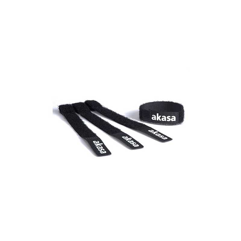Akasa Re-Usable Velcro Cable Ties, Black, Self-fastening, Pack of 5