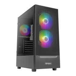 Antec NX410 Mid Tower 1 x USB 3.0 / 2 x USB 2.0 Tempered Glass Side Window Panel Black Case with Addressable RGB LED Fans