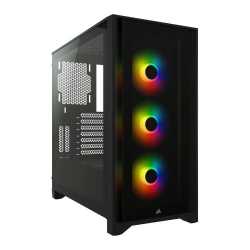 Corsair iCUE 4000X RGB Gaming Case with Tempered Glass Window, E-ATX, 3 x AirGuide RGB Fans, Lighting Node CORE included, USB-C,
