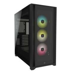 Corsair iCUE 5000X RGB Gaming Case with 4x Tempered Glass Panels, E-ATX, 3 x AirGuide RGB Fans, Lighting Node CORE included, USB