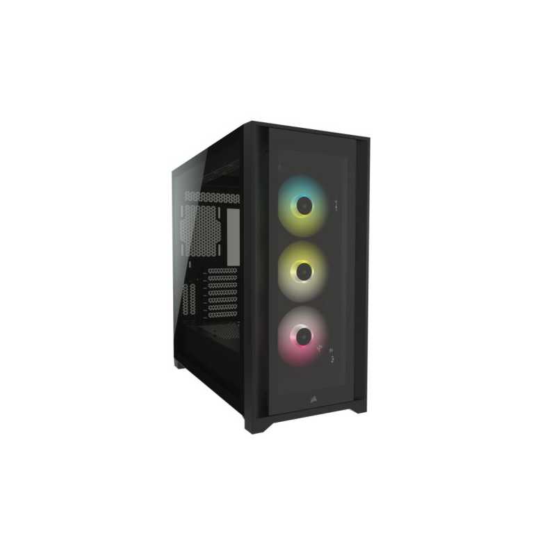 Corsair iCUE 5000X RGB Gaming Case with 4x Tempered Glass Panels, E-ATX, 3 x AirGuide RGB Fans, Lighting Node CORE included, USB