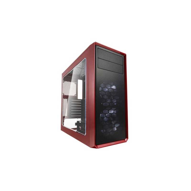 Fractal Design Focus G (Mystic Red) Gaming Case w/ Clear Window, ATX, 2 White LED Fans, Kensington Bracket, Filtered Front, Top 