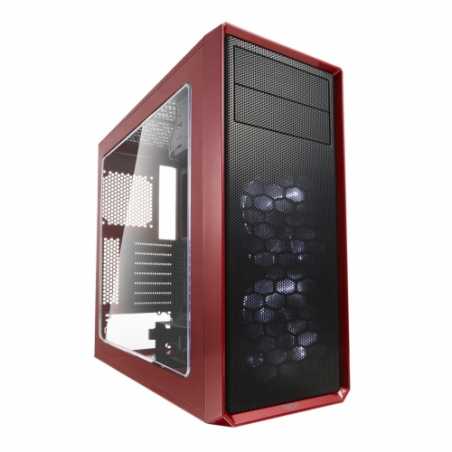 Fractal Design Focus G (Mystic Red) Gaming Case w/ Clear Window, ATX, 2 White LED Fans, Kensington Bracket, Filtered Front, Top 