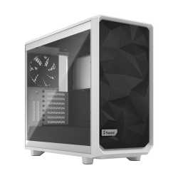 Fractal Design Meshify 2 (White TG) Gaming Case w/ Clear Glass Window, E-ATX, Angular Mesh Front, 3 Fans, Fan Hub, Detachable Fr