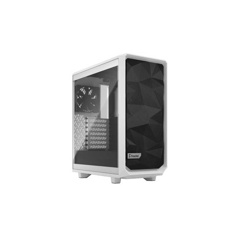 Fractal Design Meshify 2 Compact (White TG) Gaming Case w/ Clear Glass Window, ATX, Angular Mesh Front, 3 Fans, Detachable Front