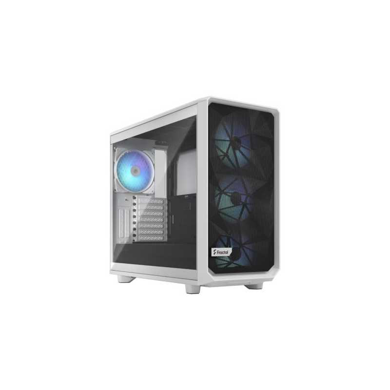 Fractal Design Meshify 2 RGB (White TG) Gaming Case w/ Light Tint Glass Window, E-ATX, Angular Mesh Front, 4 RGB Fans, Fan Hub, 