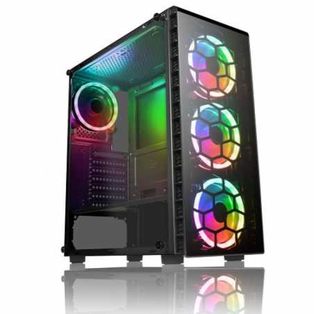 Spire Raider ATX Gaming Case with Window, No PSU, Front & Back RGB Fans with Remote, Tempered Glass, PCB Hub