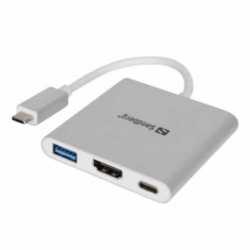 Sandberg USB 3.1 Type-C Mini Dock, HDMI, USB 3.0, USB-C female (for power), Aluminium, 5 Year Warranty
