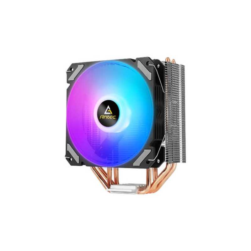 Antec A400i Neon Lighting Heatsink & Fan, Intel & AMD Sockets, PWM RGB Silent Fan, 4 Direct Touch Heatpipes