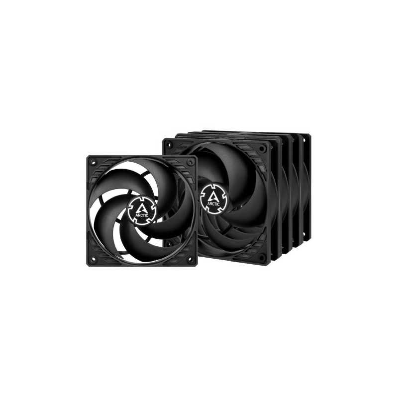 Arctic P12 Pressure Optimised 12cm Case Fans x5, Black, Fluid Dynamic, Value Pack (5 Fans), 6 Year Warranty