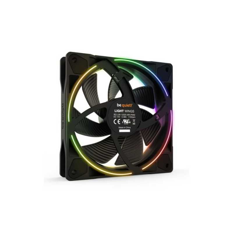 Be Quiet (BL072) Light Wings 12cm PWM ARGB Case Fan, Rifle Bearing, 18 LEDs, Front & Rear Lighting, Up to 1700 RPM