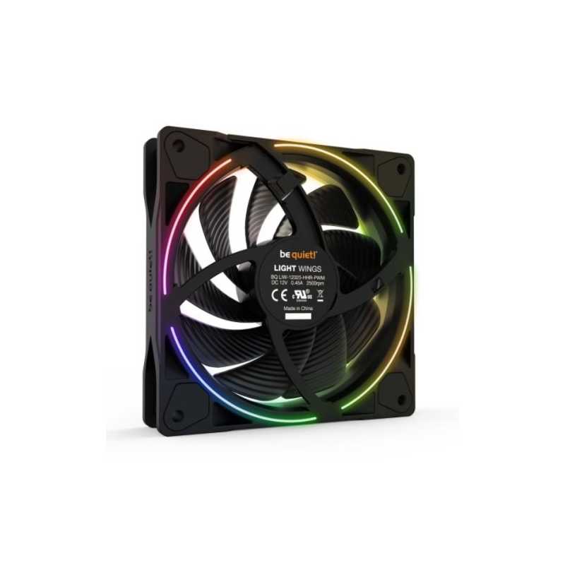 Be Quiet (BL073) Light Wings 12cm PWM ARGB High Speed Case Fan, Rifle Bearing, 18 LEDs, Front & Rear Lighting, Up to 2500 RPM