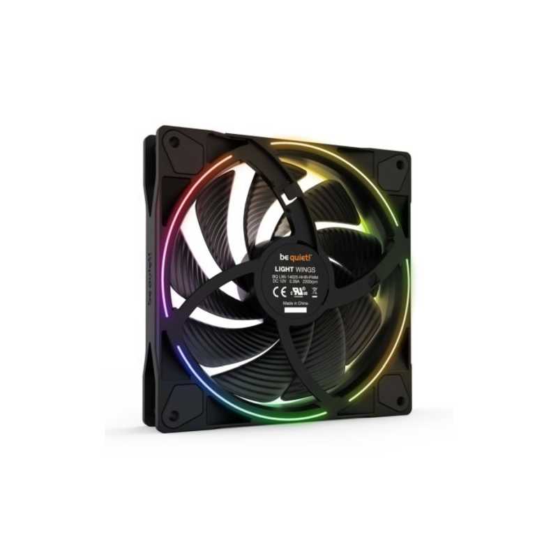 Be Quiet (BL075) Light Wings 14cm PWM ARGB High Speed Case Fan, Rifle Bearing, 20 LEDs, Front & Rear Lighting, Up to 2200 RPM