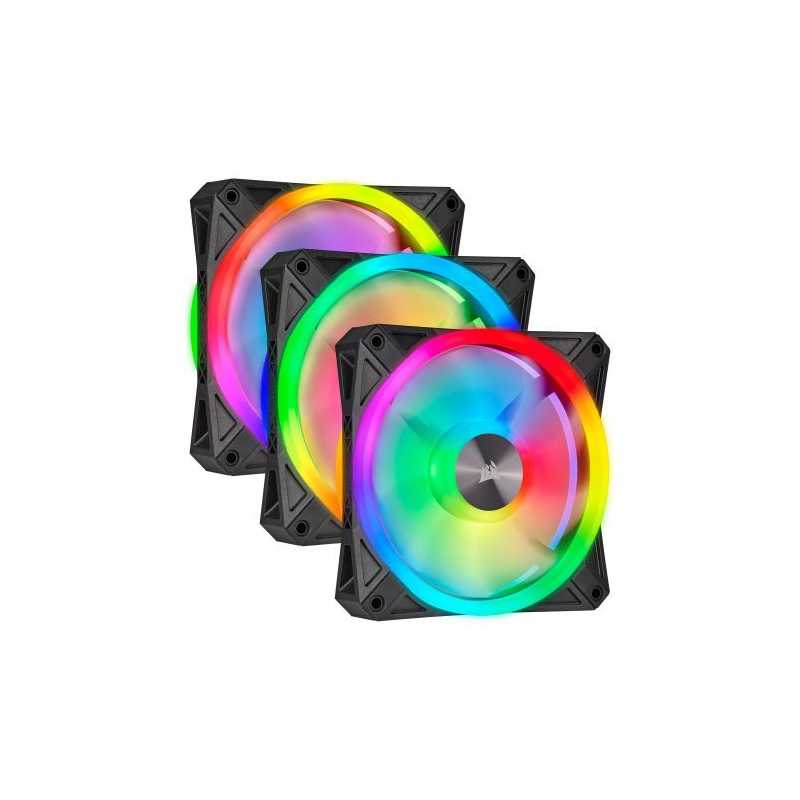 Corsair iCUE QL120 12cm PWM RGB Case Fans x3, 34 ARGB LEDs, Hydraulic Bearing, Lighting Node CORE Included