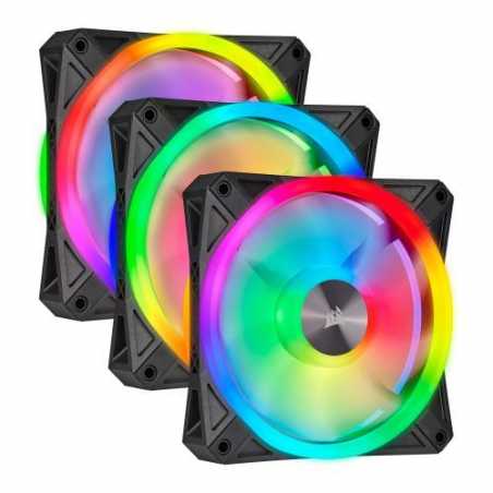 Corsair iCUE QL120 12cm PWM RGB Case Fans x3, 34 ARGB LEDs, Hydraulic Bearing, Lighting Node CORE Included