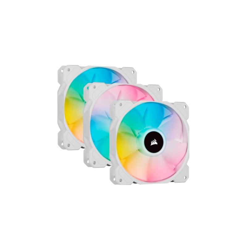 Corsair iCUE SP120 ELITE Performance 12cm PWM RGB Case Fans x3, 8 ARGB LEDs, Hydraulic Bearing, Lighting Node CORE Included, Whi