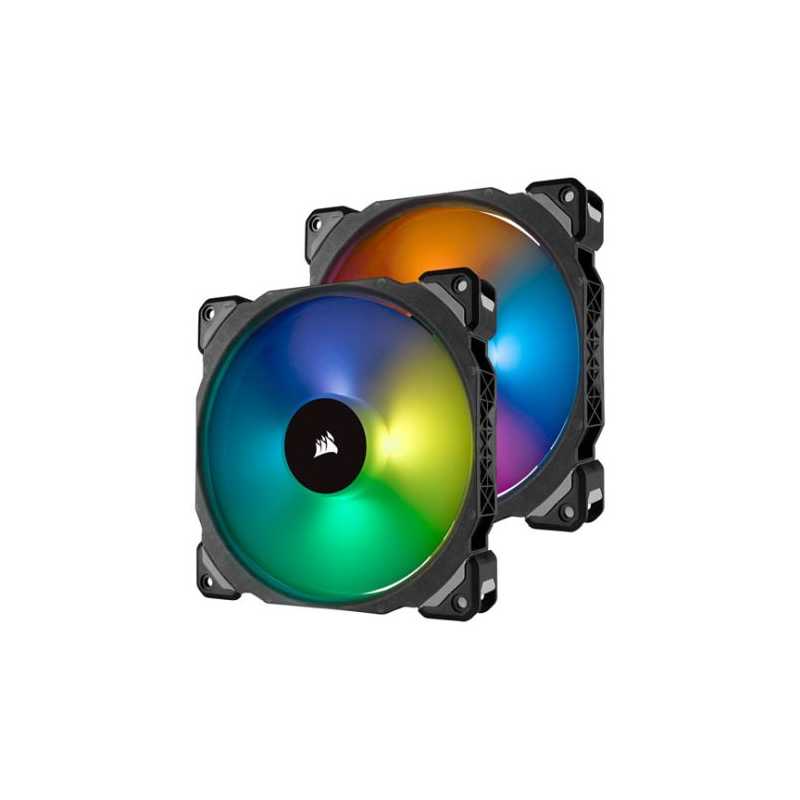 Corsair ML140 Pro 14cm PWM RGB Case Fans x2, Magnetic Levitation Bearing, Lighting Node PRO Kit Included