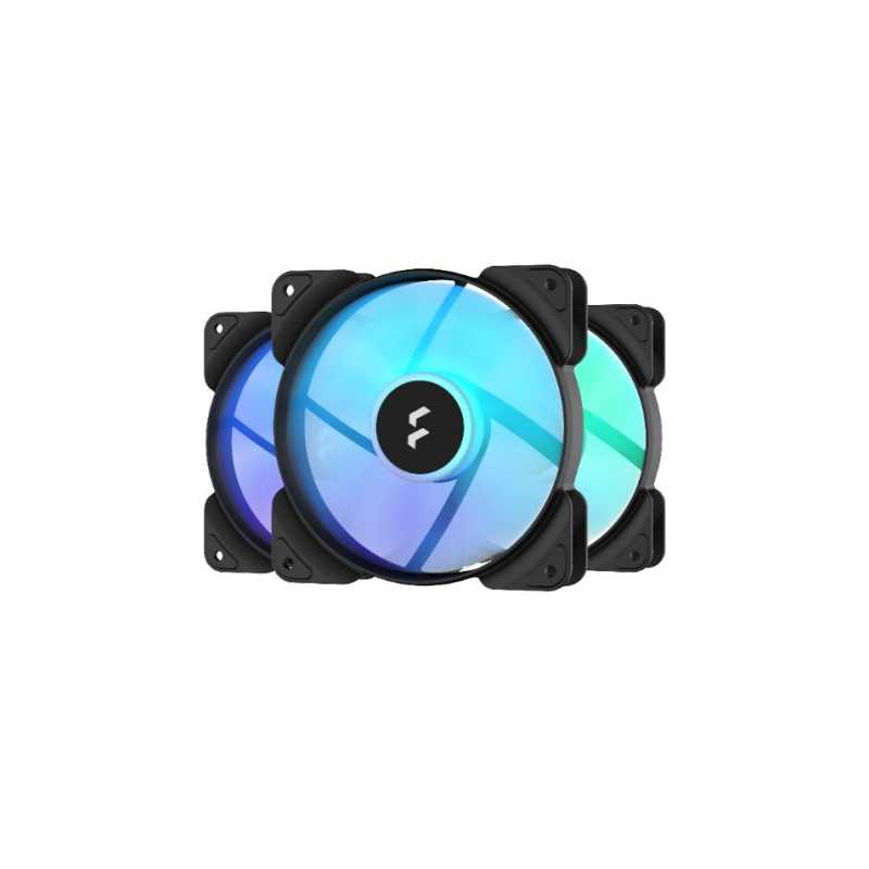 Fractal Design Aspect 12 12cm RGB Case Fan x3, Rifle Bearing, Supports Chaining, Aerodynamic Stator Struts, 1200 RPM, Black Fram