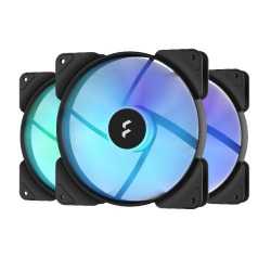 Fractal Design Aspect 14 14cm RGB PWM Case Fan x3, Rifle Bearing, Supports Chaining, Aerodynamic Stator Struts, 500-1700 RPM, Bl