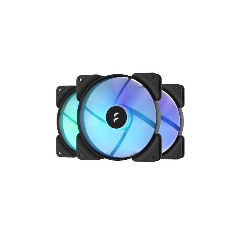 Fractal Design Aspect 14 14cm RGB PWM Case Fan x3, Rifle Bearing, Supports Chaining, Aerodynamic Stator Struts, 500-1700 RPM, Bl