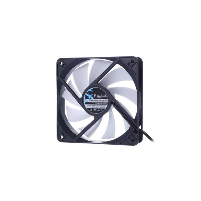 Fractal Design Silent Series R3 12cm Case Fan, Rifle Bearing, 1200 RPM, Black/White