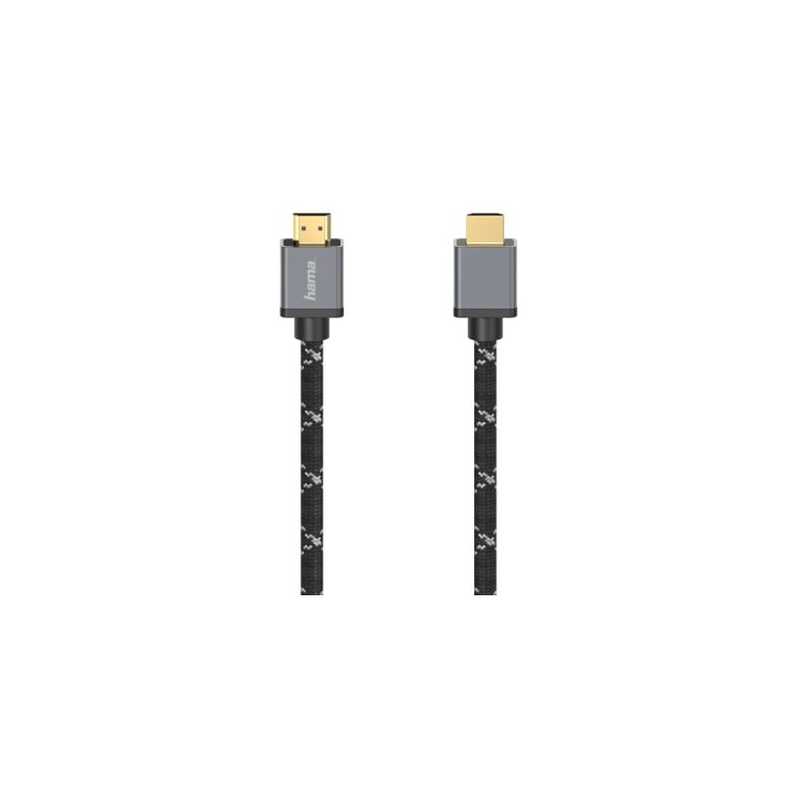 Hama Ultra High Speed HDMI Cable, 3 Metres, Supports 8K, Braided Jacket, Gold-plated Connectors