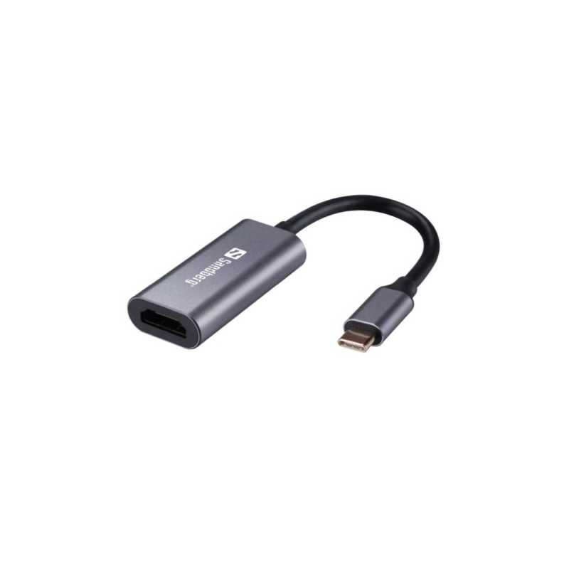 Sandberg USB-C Male to HDMI Female Converter, Aluminium Case, 5 Year Warranty